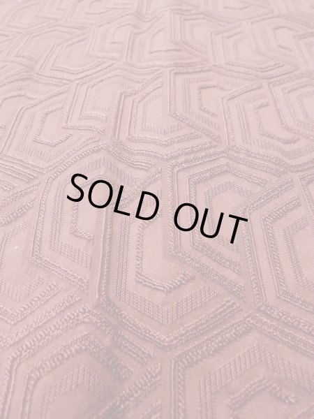 Photo10: O0131U Vintage Japanese kimono  Light Brown MICHIYUKI outer coat for women / Silk. Tortoise-shell pattern(Hexagonal pattern),   (Grade B) (10)