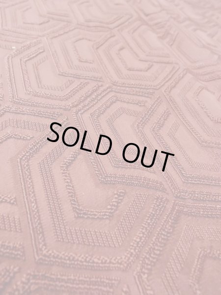 Photo11: O0131U Vintage Japanese kimono  Light Brown MICHIYUKI outer coat for women / Silk. Tortoise-shell pattern(Hexagonal pattern),   (Grade B) (11)