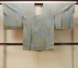 Photo1: O0131W Vintage Japanese kimono Pale Grayish Teal MICHIYUKI outer coat for women / Silk. Leaf,   (Grade B) (1)