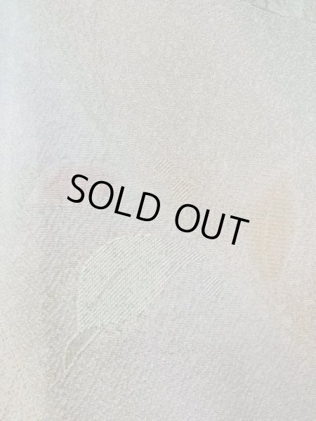 Photo6: O0131W Vintage Japanese kimono Pale Grayish Teal MICHIYUKI outer coat for women / Silk. Leaf,   (Grade B) (6)