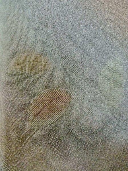 Photo7: O0131W Vintage Japanese kimono Pale Grayish Teal MICHIYUKI outer coat for women / Silk. Leaf,   (Grade B) (7)