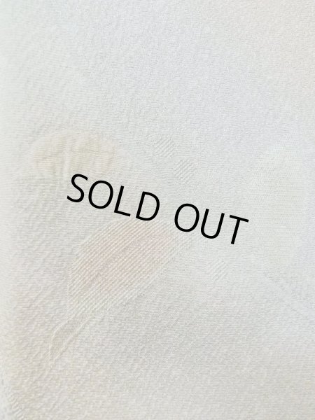 Photo7: O0131W Vintage Japanese kimono Pale Grayish Teal MICHIYUKI outer coat for women / Silk. Leaf,   (Grade B) (7)