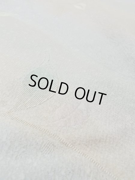 Photo10: O0131W Vintage Japanese kimono Pale Grayish Teal MICHIYUKI outer coat for women / Silk. Leaf,   (Grade B) (10)