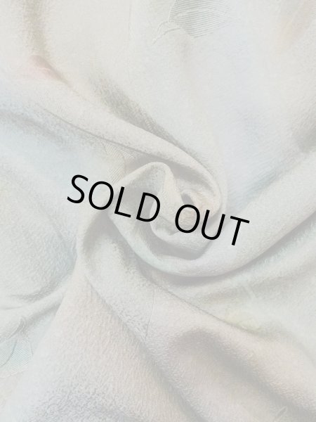 Photo11: O0131W Vintage Japanese kimono Pale Grayish Teal MICHIYUKI outer coat for women / Silk. Leaf,   (Grade B) (11)