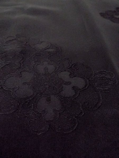 Photo9: Mint O0131X Vintage Japanese kimono   Black MICHIYUKI outer coat for women / Silk. Chinese flower,   (Grade A) (9)