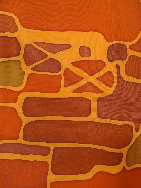 Photo5: O0131Y Vintage Japanese kimono  Light Orange MICHIYUKI outer coat for women / Silk. Abstract pattern   (Grade B) (5)