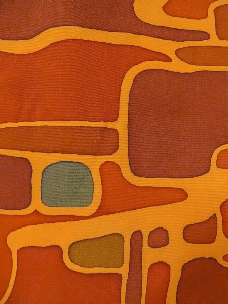 Photo6: O0131Y Vintage Japanese kimono  Light Orange MICHIYUKI outer coat for women / Silk. Abstract pattern   (Grade B) (6)