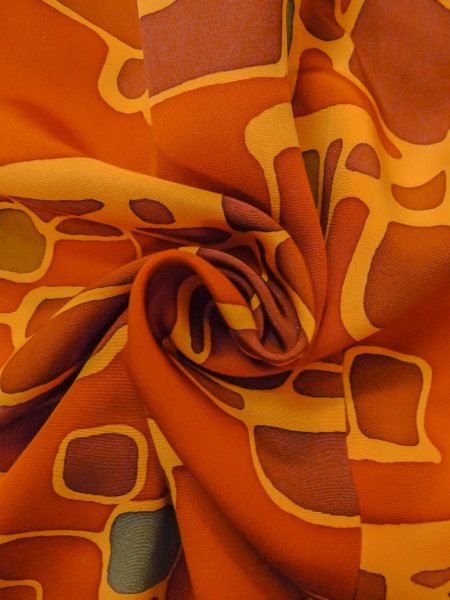 Photo11: O0131Y Vintage Japanese kimono  Light Orange MICHIYUKI outer coat for women / Silk. Abstract pattern   (Grade B) (11)