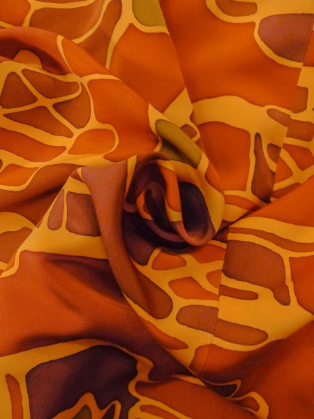 Photo12: O0131Y Vintage Japanese kimono  Light Orange MICHIYUKI outer coat for women / Silk. Abstract pattern   (Grade B) (12)