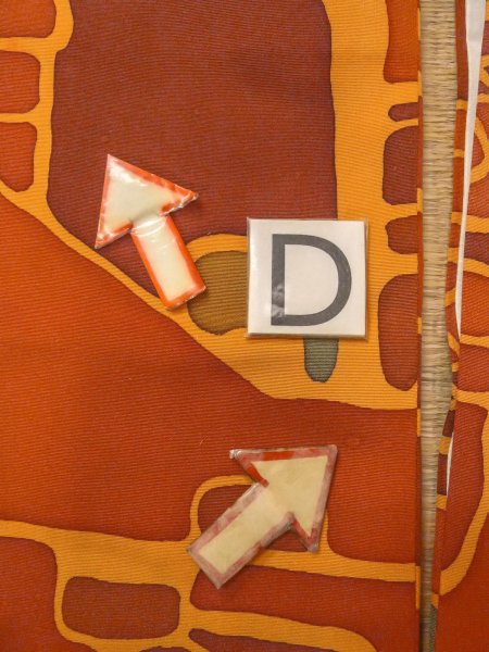 Photo17: O0131Y Vintage Japanese kimono  Light Orange MICHIYUKI outer coat for women / Silk. Abstract pattern   (Grade B) (17)