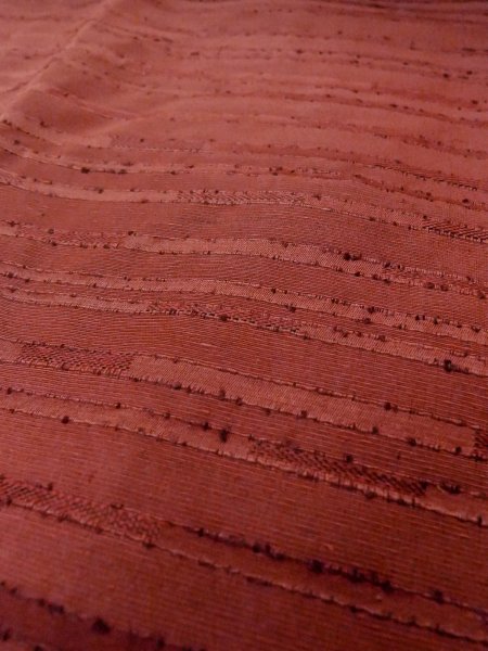 Photo8: O0131Z Vintage Japanese kimono  Dark Red MICHIYUKI outer coat for women / Silk. Stripes   (Grade B) (8)