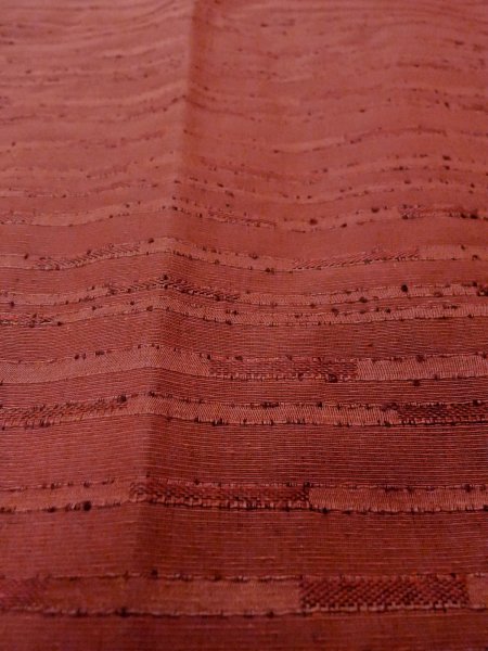 Photo9: O0131Z Vintage Japanese kimono  Dark Red MICHIYUKI outer coat for women / Silk. Stripes   (Grade B) (9)