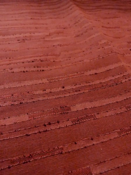 Photo10: O0131Z Vintage Japanese kimono  Dark Red MICHIYUKI outer coat for women / Silk. Stripes   (Grade B) (10)