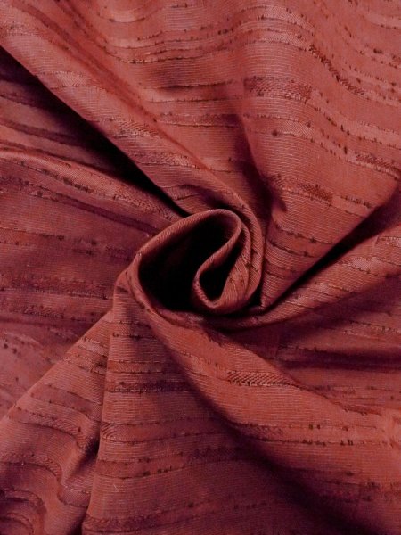 Photo11: O0131Z Vintage Japanese kimono  Dark Red MICHIYUKI outer coat for women / Silk. Stripes   (Grade B) (11)