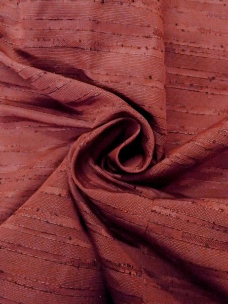 Photo12: O0131Z Vintage Japanese kimono  Dark Red MICHIYUKI outer coat for women / Silk. Stripes   (Grade B) (12)