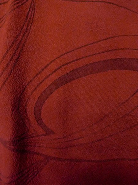 Photo7: Mint O0201A Vintage Japanese kimono  Dark Red MICHIYUKI outer coat for women / Silk. Abstract pattern   (Grade A) (7)