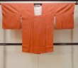 Photo1: O0201B Vintage Japanese kimono  Shiny Orange MICHIYUKI outer coat for women / Silk. Chinese flower,   (Grade B) (1)