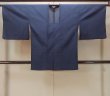 Photo1: O0201C Vintage Japanese kimono  Dark Blue MICHIYUKI outer coat for women / Silk. Swirl   (Grade B) (1)