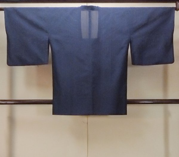 Photo2: O0201C Vintage Japanese kimono  Dark Blue MICHIYUKI outer coat for women / Silk. Swirl   (Grade B) (2)