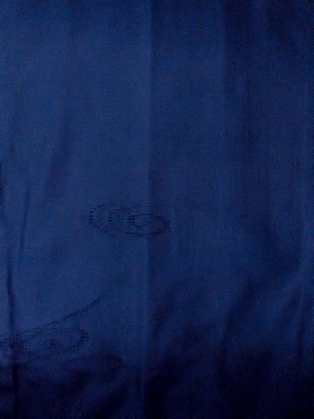 Photo3: O0201C Vintage Japanese kimono  Dark Blue MICHIYUKI outer coat for women / Silk. Swirl   (Grade B) (3)