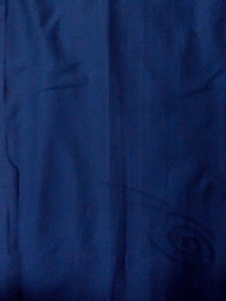 Photo4: O0201C Vintage Japanese kimono  Dark Blue MICHIYUKI outer coat for women / Silk. Swirl   (Grade B) (4)