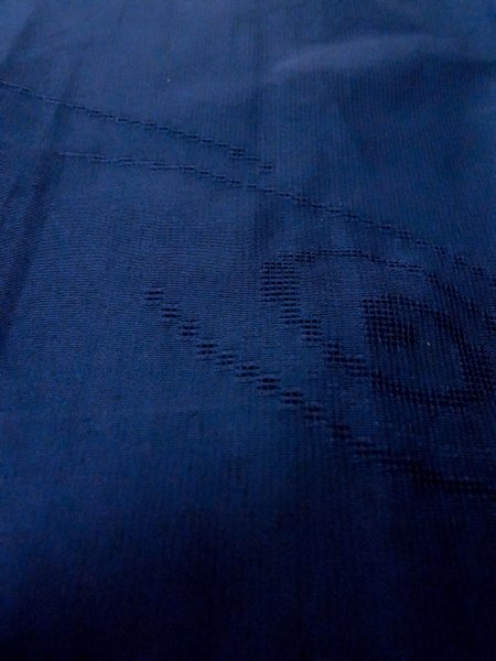 Photo10: O0201C Vintage Japanese kimono  Dark Blue MICHIYUKI outer coat for women / Silk. Swirl   (Grade B) (10)