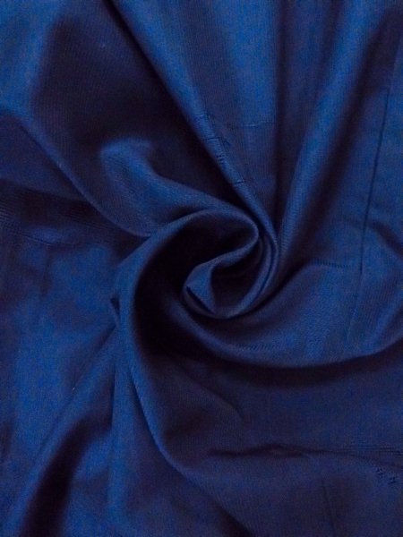 Photo11: O0201C Vintage Japanese kimono  Dark Blue MICHIYUKI outer coat for women / Silk. Swirl   (Grade B) (11)