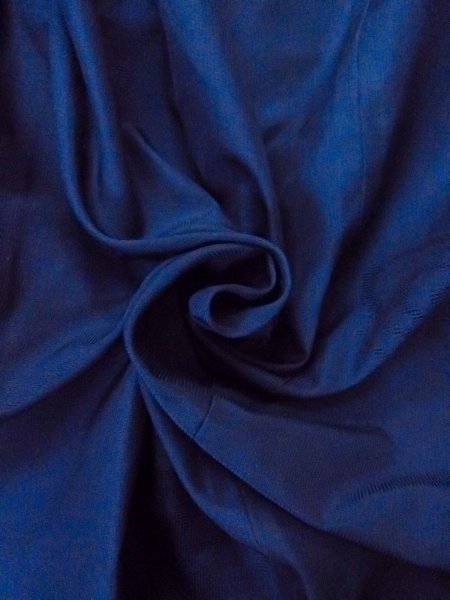 Photo12: O0201C Vintage Japanese kimono  Dark Blue MICHIYUKI outer coat for women / Silk. Swirl   (Grade B) (12)