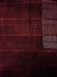 Photo3: O0201D Vintage Japanese kimono  Dark Dark Red MICHIYUKI outer coat for women / Silk. Stripes,   (Grade B) (3)