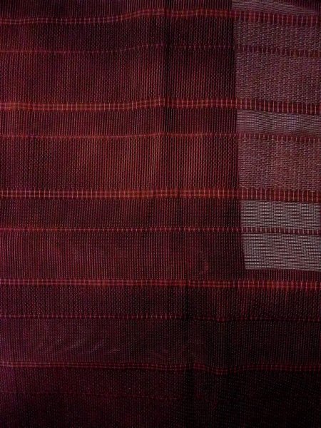 Photo3: O0201D Vintage Japanese kimono  Dark Dark Red MICHIYUKI outer coat for women / Silk. Stripes,   (Grade B) (3)