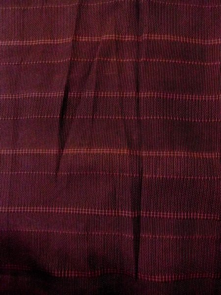 Photo4: O0201D Vintage Japanese kimono  Dark Dark Red MICHIYUKI outer coat for women / Silk. Stripes,   (Grade B) (4)