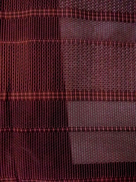 Photo6: O0201D Vintage Japanese kimono  Dark Dark Red MICHIYUKI outer coat for women / Silk. Stripes,   (Grade B) (6)