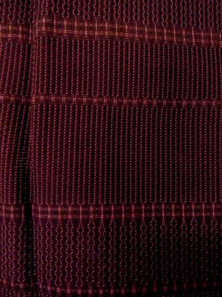 Photo7: O0201D Vintage Japanese kimono  Dark Dark Red MICHIYUKI outer coat for women / Silk. Stripes,   (Grade B) (7)