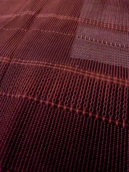 Photo8: O0201D Vintage Japanese kimono  Dark Dark Red MICHIYUKI outer coat for women / Silk. Stripes,   (Grade B) (8)