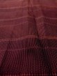 Photo9: O0201D Vintage Japanese kimono  Dark Dark Red MICHIYUKI outer coat for women / Silk. Stripes,   (Grade B) (9)