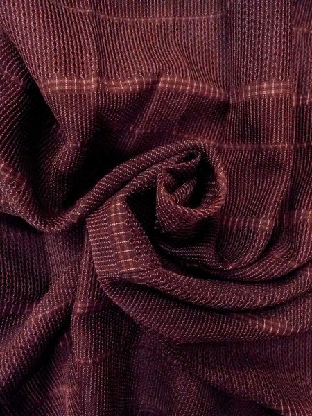 Photo11: O0201D Vintage Japanese kimono  Dark Dark Red MICHIYUKI outer coat for women / Silk. Stripes,   (Grade B) (11)