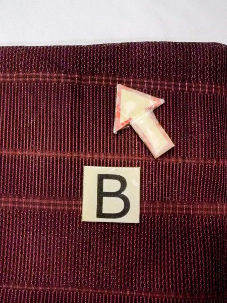 Photo14: O0201D Vintage Japanese kimono  Dark Dark Red MICHIYUKI outer coat for women / Silk. Stripes,   (Grade B) (14)