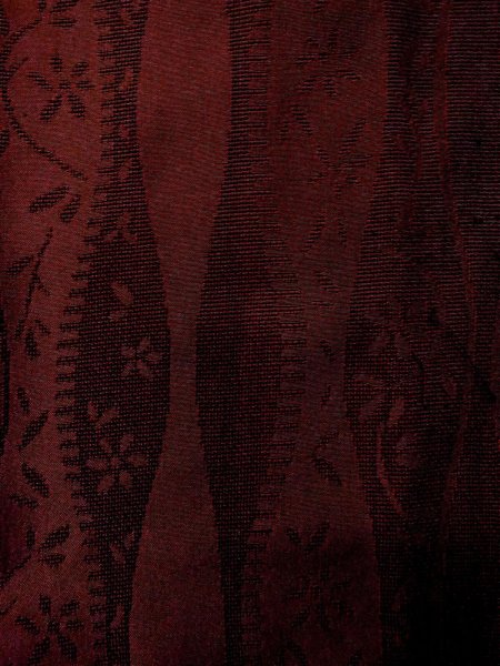 Photo5: O0201E Vintage Japanese kimono  Dark Dark Red MICHIYUKI outer coat for women / Silk. Flower,   (Grade B) (5)