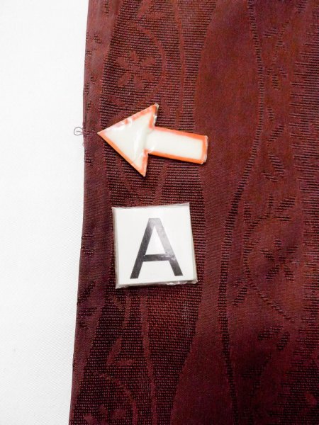 Photo14: O0201E Vintage Japanese kimono  Dark Dark Red MICHIYUKI outer coat for women / Silk. Flower,   (Grade B) (14)