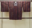 Photo1: Mint O0201F Vintage Japanese kimono  Dark Dark Red MICHIYUKI outer coat for women / Silk. Stripes,   (Grade A) (1)