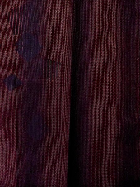 Photo4: Mint O0201F Vintage Japanese kimono  Dark Dark Red MICHIYUKI outer coat for women / Silk. Stripes,   (Grade A) (4)