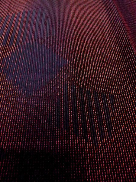 Photo9: Mint O0201F Vintage Japanese kimono  Dark Dark Red MICHIYUKI outer coat for women / Silk. Stripes,   (Grade A) (9)