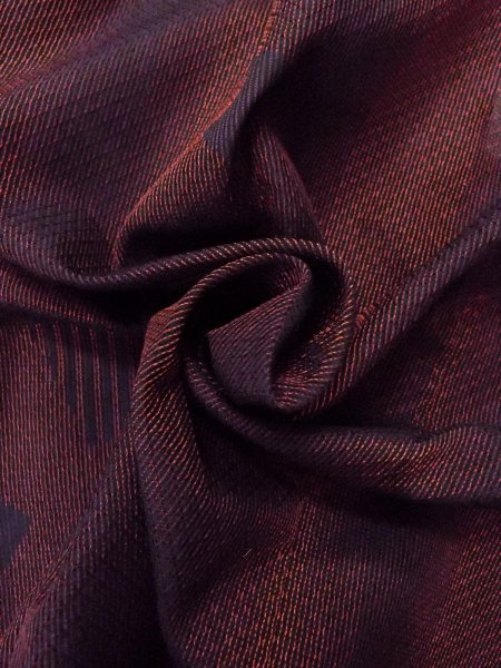 Photo11: Mint O0201F Vintage Japanese kimono  Dark Dark Red MICHIYUKI outer coat for women / Silk. Stripes,   (Grade A) (11)