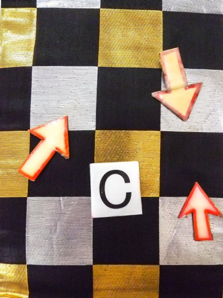 Photo12: O0207A Vintage Japanese Kimono   Black HANHABA OBI half width sash Plaid Checks Silk. (Grade C) (12)