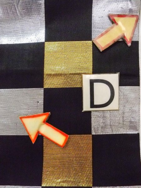 Photo13: O0207A Vintage Japanese Kimono   Black HANHABA OBI half width sash Plaid Checks Silk. (Grade C) (13)