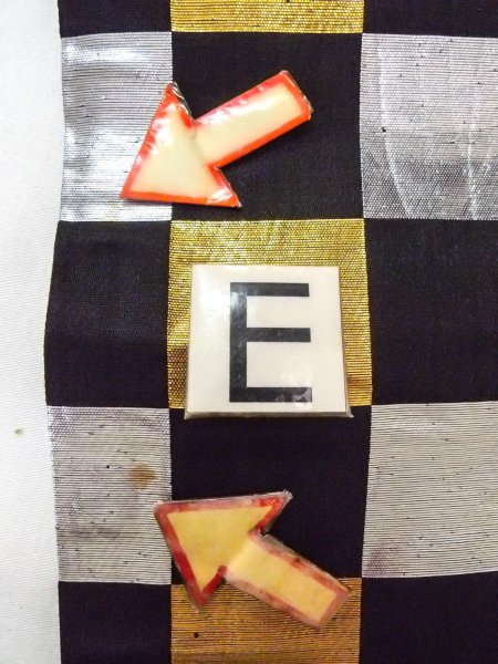 Photo14: O0207A Vintage Japanese Kimono   Black HANHABA OBI half width sash Plaid Checks Silk. (Grade C) (14)