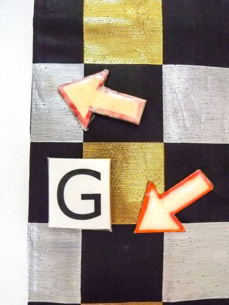 Photo16: O0207A Vintage Japanese Kimono   Black HANHABA OBI half width sash Plaid Checks Silk. (Grade C) (16)