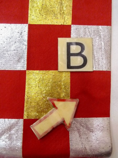 Photo11: O0207B Vintage Japanese Kimono  Vivid Red HANHABA OBI half width sash Plaid Checks Silk. (Grade B) (11)