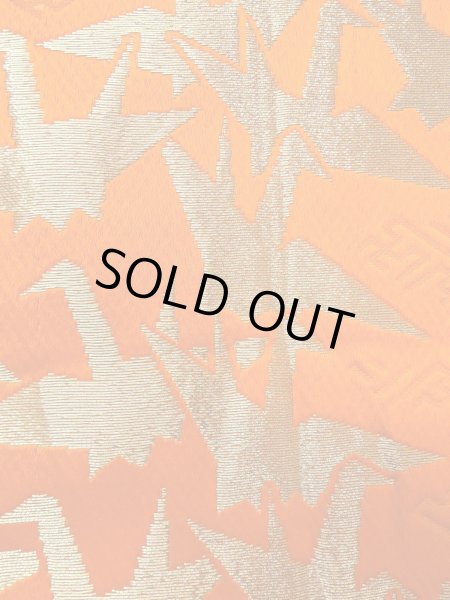 Photo5: O0207C Vintage Japanese Kimono   Green HANHABA OBI half width sash Flower Silk. (Grade B) (5)