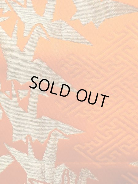 Photo6: O0207C Vintage Japanese Kimono   Green HANHABA OBI half width sash Flower Silk. (Grade B) (6)